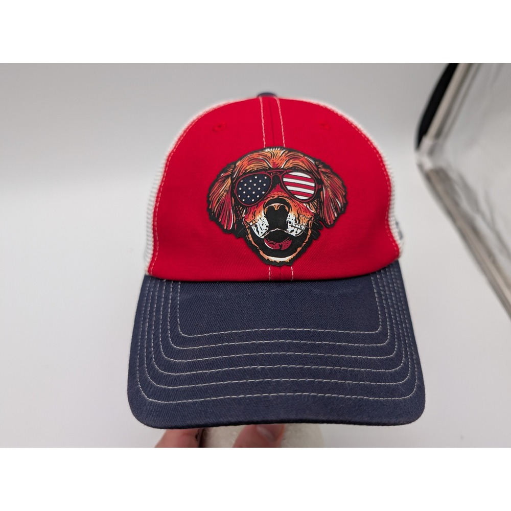 Wild Tribute Dog American Flag Sunglasses Trucker Hat Red White Blue Snapback